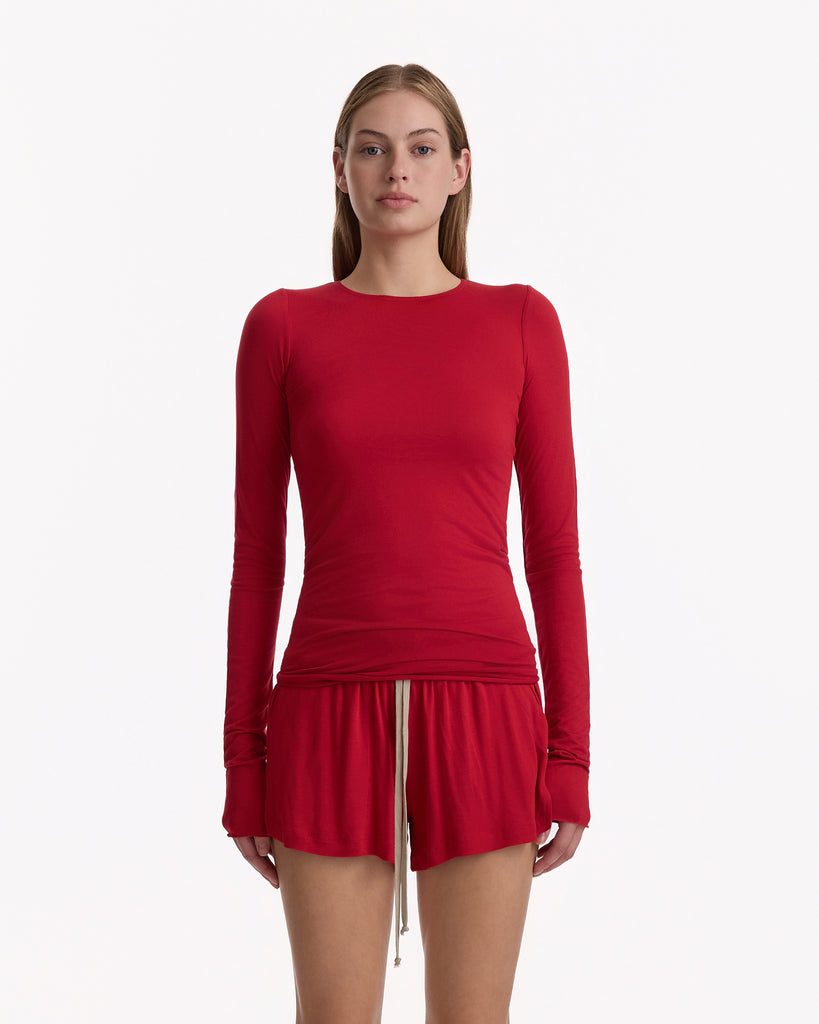Rick Owens Lillies Basic LS T-Shirt in cardinal red 