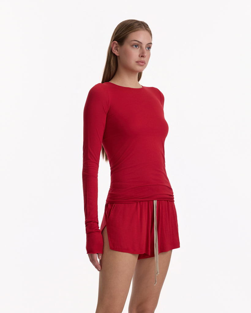 Rick Owens Lillies Basic LS T-Shirt in cardinal red 