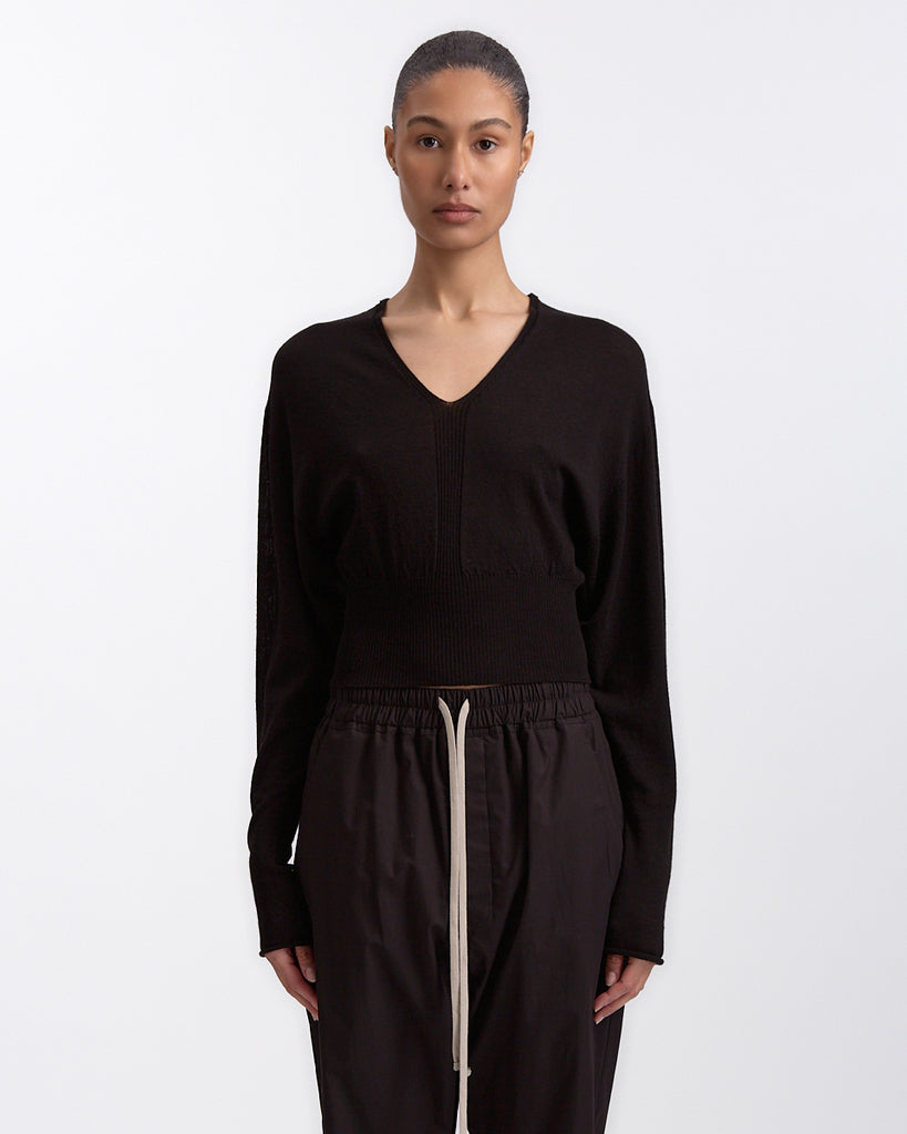 Rick Owens V Cropped Knit in black
