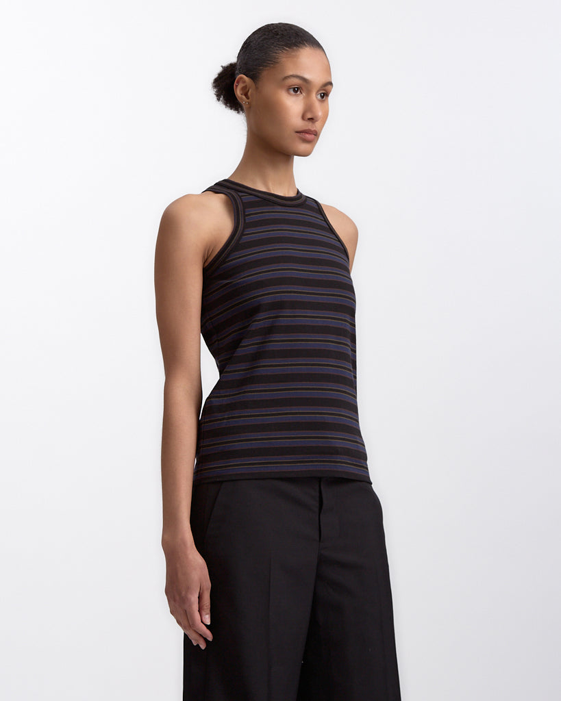 Sacai Horizontal Stripe Tank Top blk 