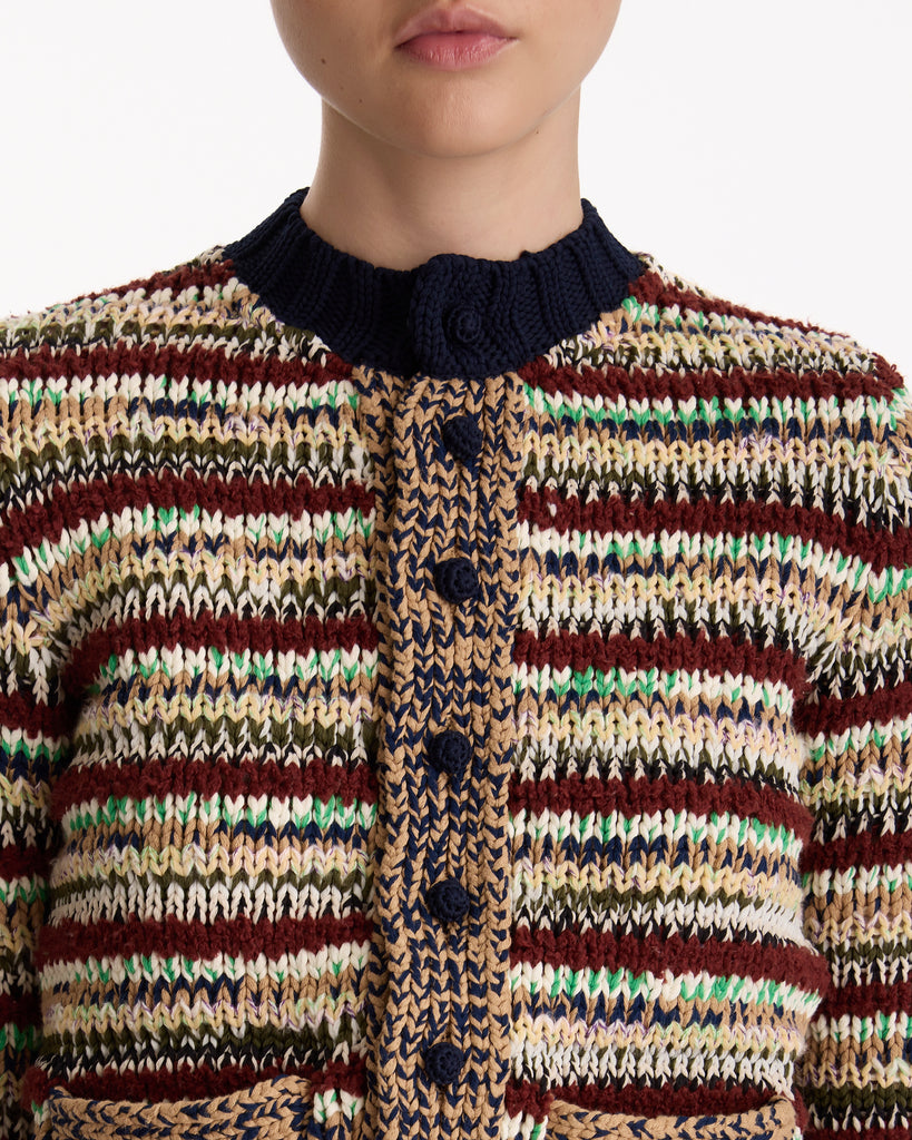 Sacai Mix Knit Cardigan in beige