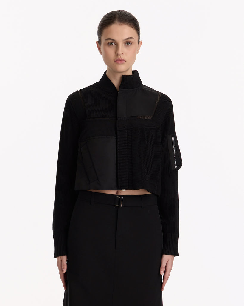Sacai Nylon Twill x Knit Blouson in black