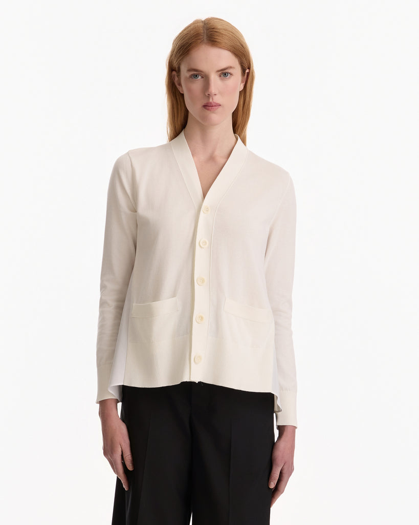 Sacai Poplin x Cotton Knit Cardigan 