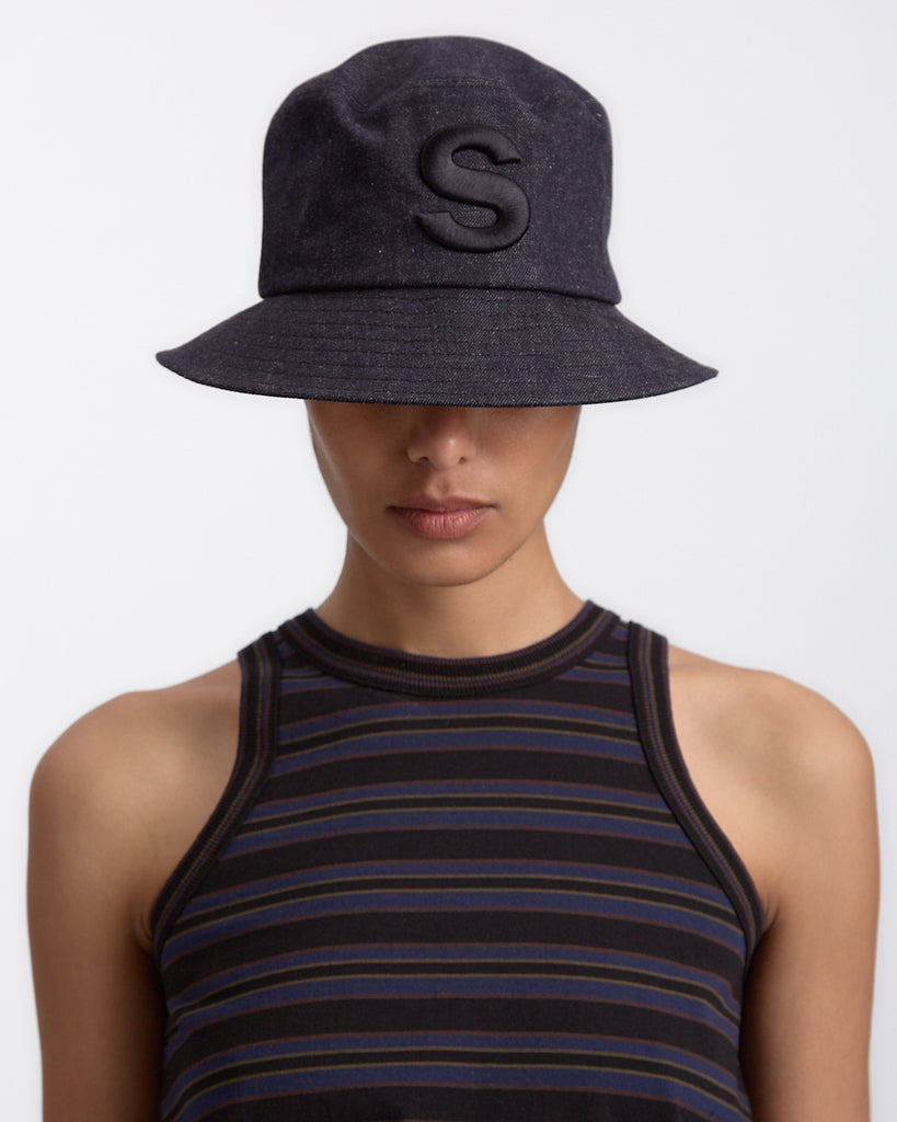 Sacai S Bucket Hat in indigo 