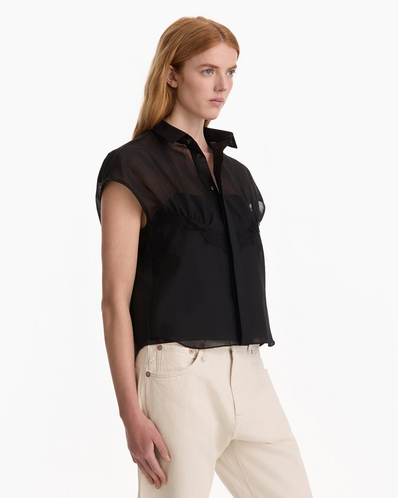 Sacai Wool Organza Shirt in black