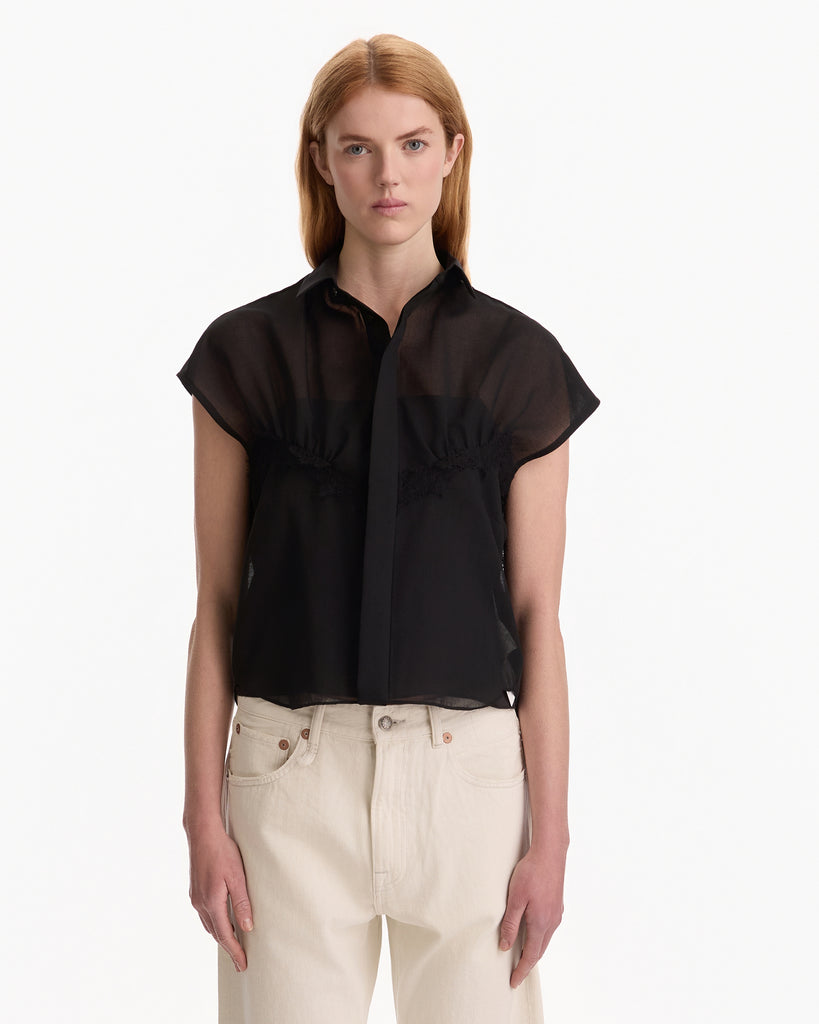 Sacai Wool Organza Shirt in black