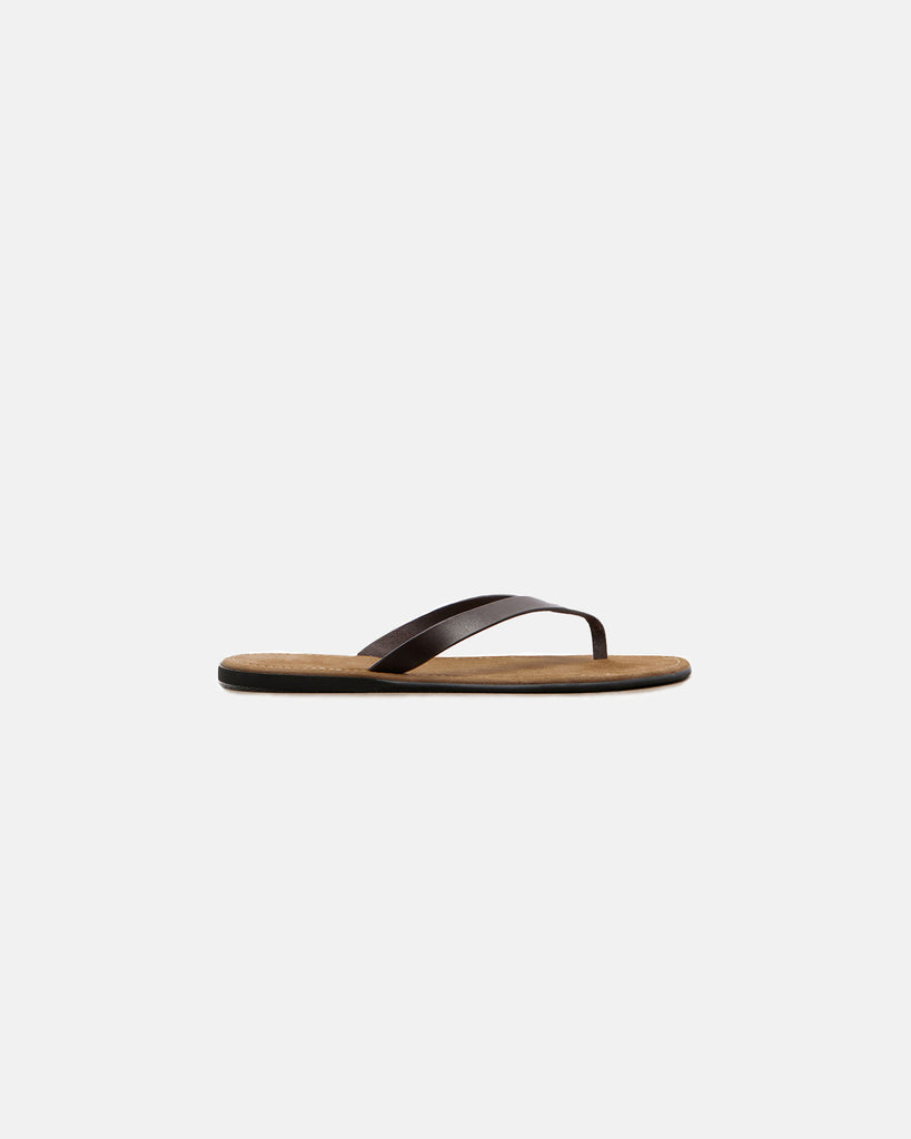 The Row Beach Flip Flop in lacquer brown