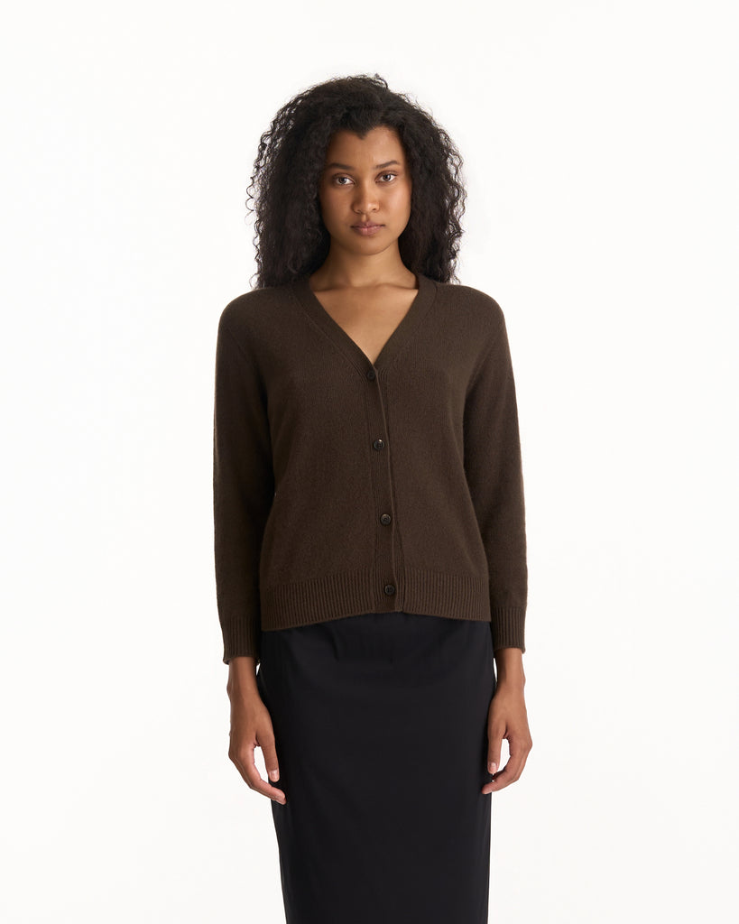 The Row Ovida Cardigan in chestnut 