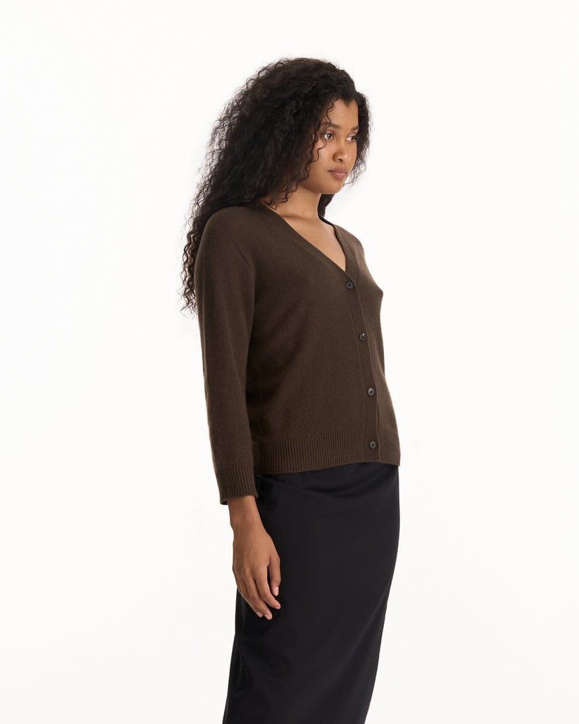 The Row Ovida Cardigan in chestnut 