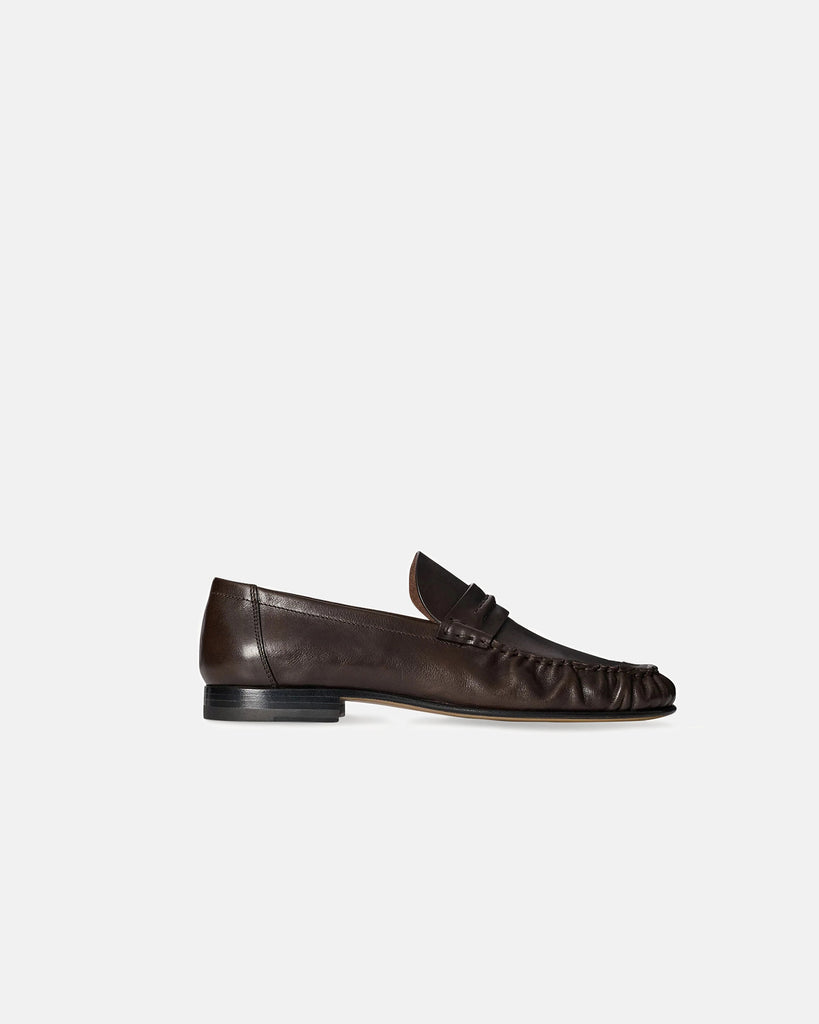 The Row Theo Mocassin in lacquer brown