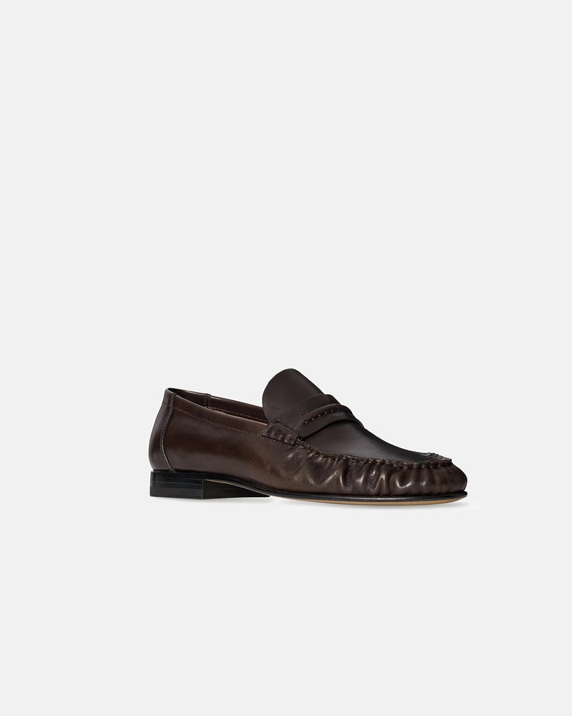 The Row Theo Mocassin in lacquer brown