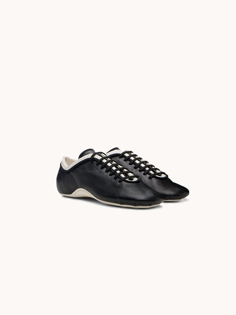 Dries Van Noten Leather Ballerina Sneaker in black
