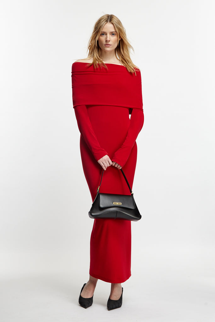 Off-Shoulder Maxi Dress Red